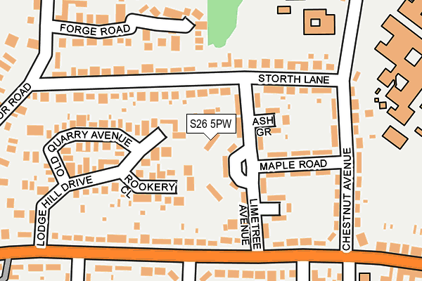 S26 5PW map - OS OpenMap – Local (Ordnance Survey)