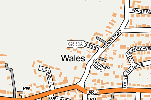 S26 5QA map - OS OpenMap – Local (Ordnance Survey)