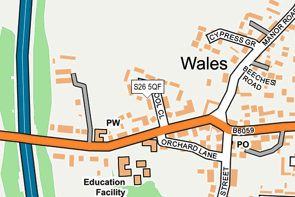 S26 5QF map - OS OpenMap – Local (Ordnance Survey)