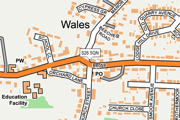 S26 5QN map - OS OpenMap – Local (Ordnance Survey)