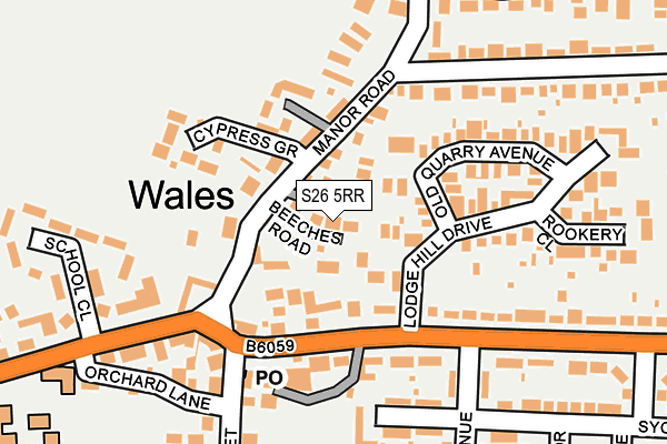 S26 5RR map - OS OpenMap – Local (Ordnance Survey)