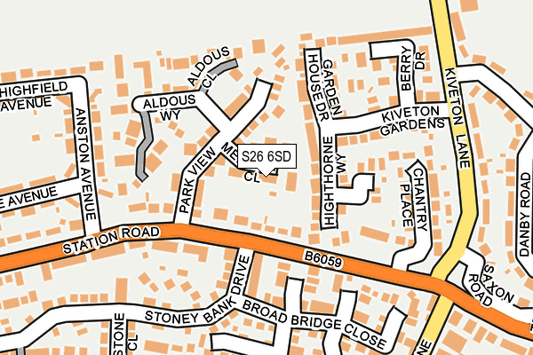 S26 6SD map - OS OpenMap – Local (Ordnance Survey)