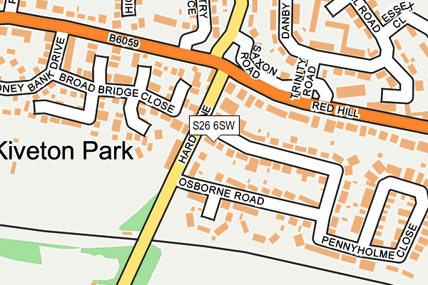 S26 6SW map - OS OpenMap – Local (Ordnance Survey)