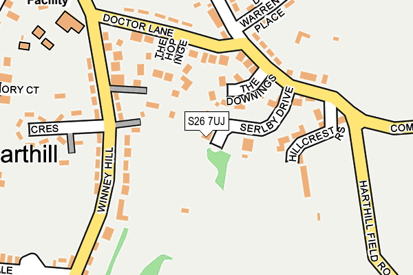 S26 7UJ map - OS OpenMap – Local (Ordnance Survey)