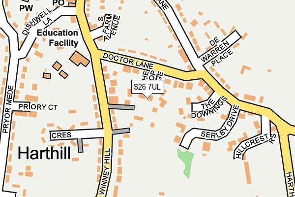 S26 7UL map - OS OpenMap – Local (Ordnance Survey)