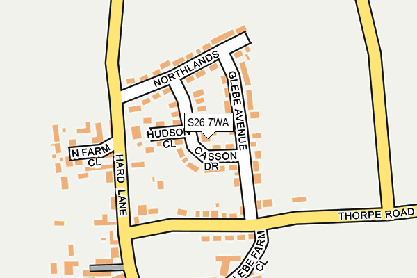 S26 7WA map - OS OpenMap – Local (Ordnance Survey)