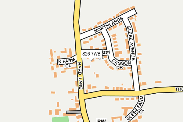 S26 7WB map - OS OpenMap – Local (Ordnance Survey)