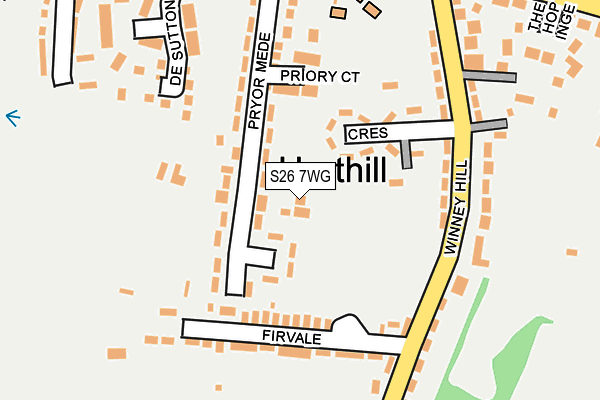 S26 7WG map - OS OpenMap – Local (Ordnance Survey)