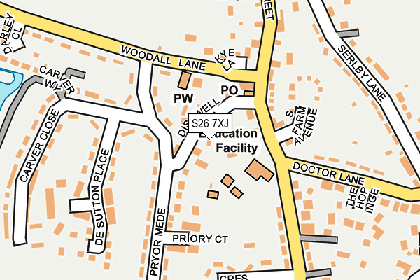S26 7XJ map - OS OpenMap – Local (Ordnance Survey)