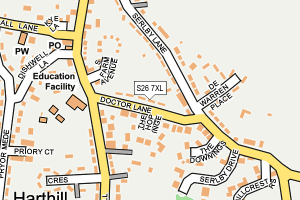 S26 7XL map - OS OpenMap – Local (Ordnance Survey)