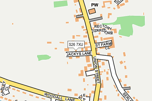 S26 7XU map - OS OpenMap – Local (Ordnance Survey)