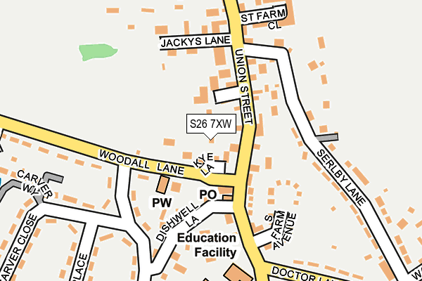 S26 7XW map - OS OpenMap – Local (Ordnance Survey)