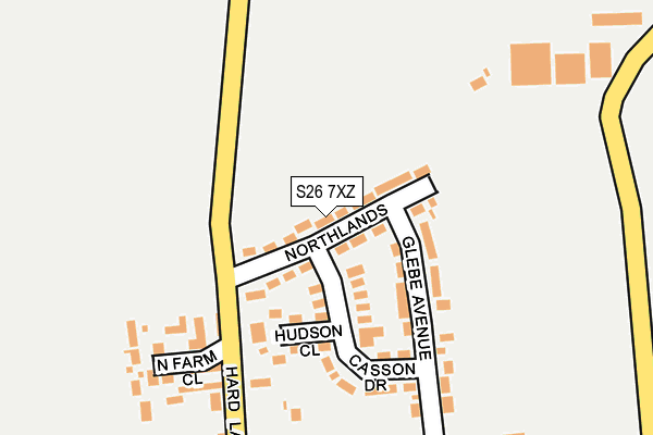 S26 7XZ map - OS OpenMap – Local (Ordnance Survey)