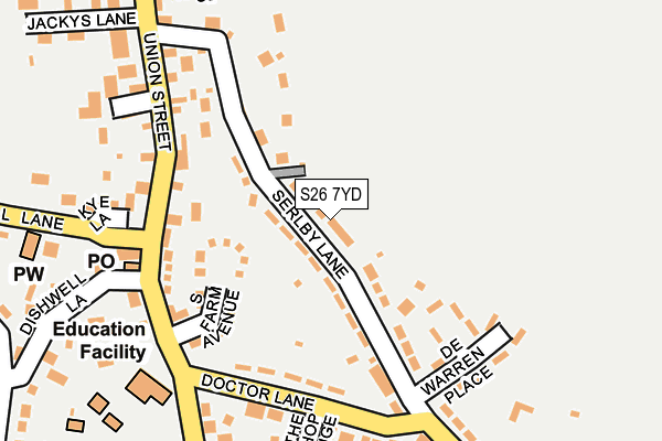S26 7YD map - OS OpenMap – Local (Ordnance Survey)