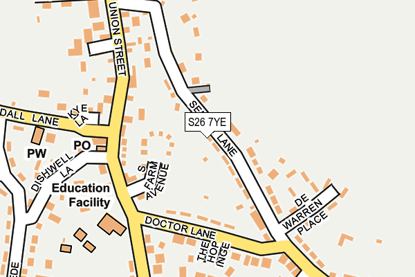 S26 7YE map - OS OpenMap – Local (Ordnance Survey)