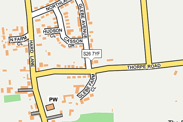 S26 7YF map - OS OpenMap – Local (Ordnance Survey)