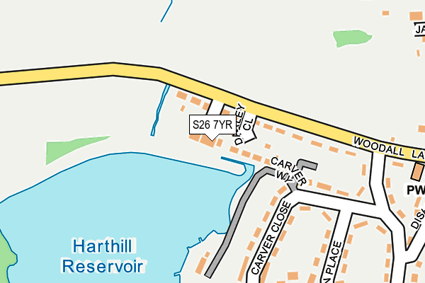 S26 7YR map - OS OpenMap – Local (Ordnance Survey)