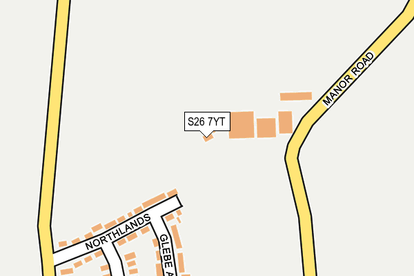 S26 7YT map - OS OpenMap – Local (Ordnance Survey)