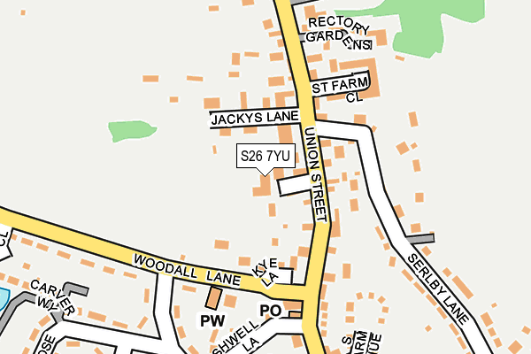 S26 7YU map - OS OpenMap – Local (Ordnance Survey)
