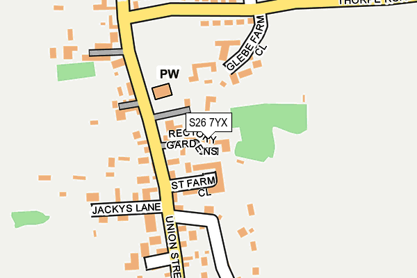 S26 7YX map - OS OpenMap – Local (Ordnance Survey)