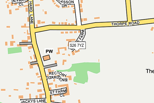 S26 7YZ map - OS OpenMap – Local (Ordnance Survey)