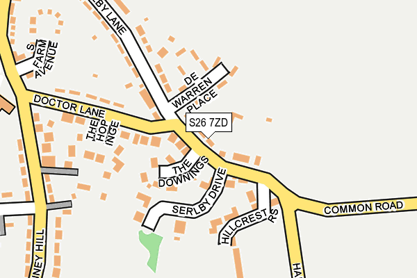 S26 7ZD map - OS OpenMap – Local (Ordnance Survey)