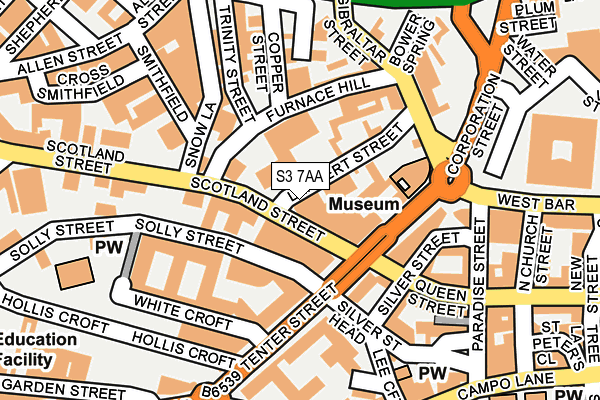 S3 7AA map - OS OpenMap – Local (Ordnance Survey)