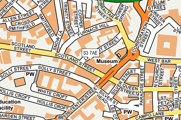 S3 7AE map - OS OpenMap – Local (Ordnance Survey)
