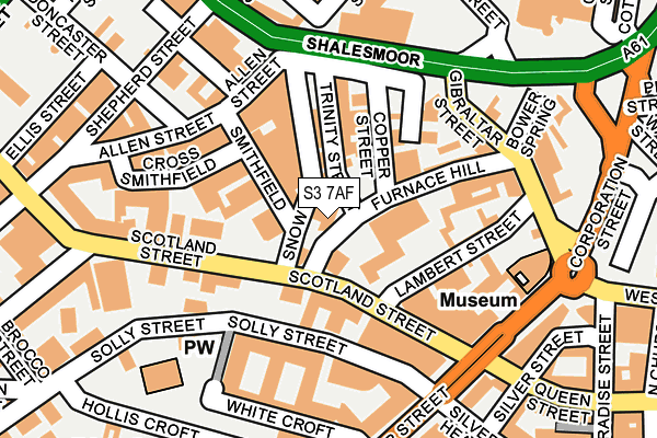 S3 7AF map - OS OpenMap – Local (Ordnance Survey)