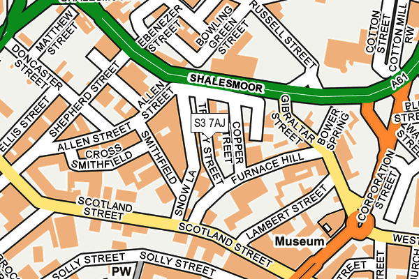 S3 7AJ map - OS OpenMap – Local (Ordnance Survey)