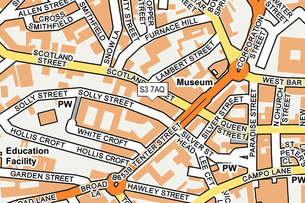 S3 7AQ map - OS OpenMap – Local (Ordnance Survey)