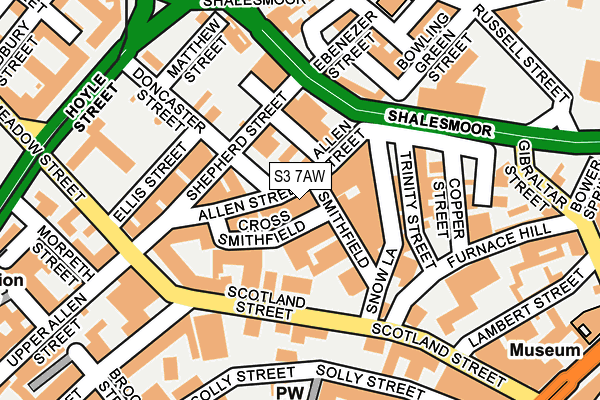 S3 7AW map - OS OpenMap – Local (Ordnance Survey)