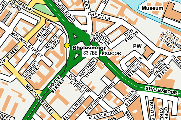 S3 7BE map - OS OpenMap – Local (Ordnance Survey)