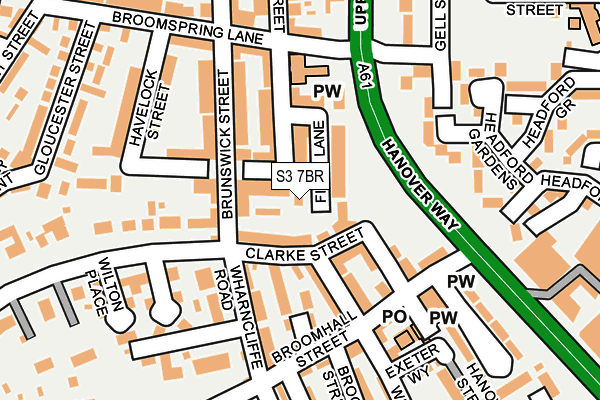 S3 7BR map - OS OpenMap – Local (Ordnance Survey)