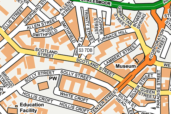 S3 7DB map - OS OpenMap – Local (Ordnance Survey)