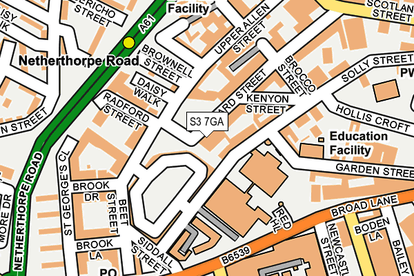 S3 7GA map - OS OpenMap – Local (Ordnance Survey)