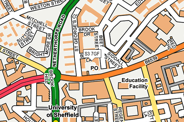 S3 7GF map - OS OpenMap – Local (Ordnance Survey)