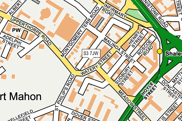S3 7JW map - OS OpenMap – Local (Ordnance Survey)