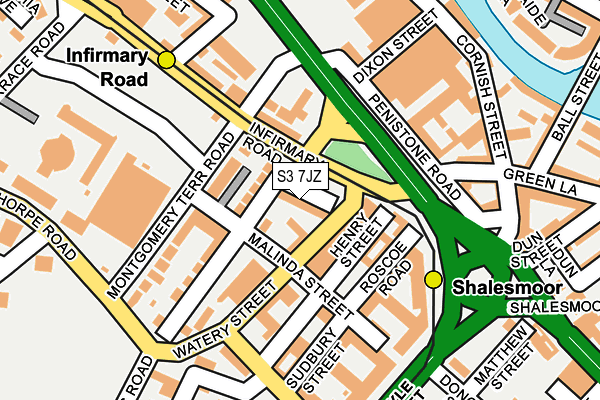 S3 7JZ map - OS OpenMap – Local (Ordnance Survey)
