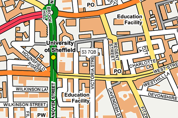 S3 7QB map - OS OpenMap – Local (Ordnance Survey)