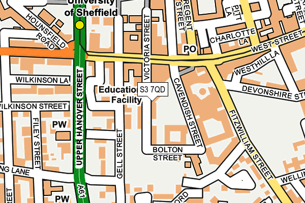 S3 7QD map - OS OpenMap – Local (Ordnance Survey)