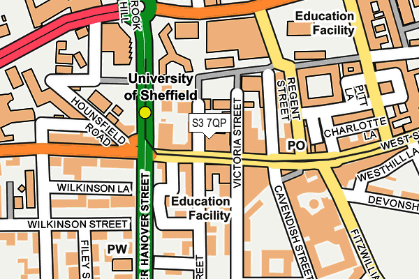 S3 7QP map - OS OpenMap – Local (Ordnance Survey)