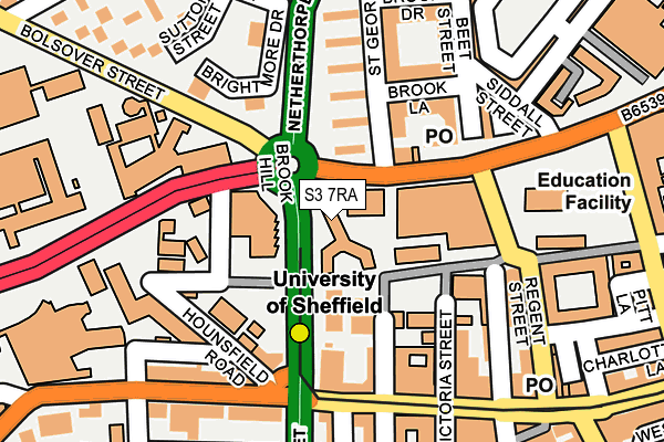 S3 7RA map - OS OpenMap – Local (Ordnance Survey)