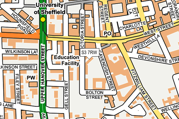 S3 7RW map - OS OpenMap – Local (Ordnance Survey)