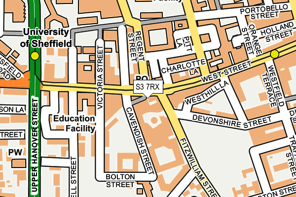 S3 7RX map - OS OpenMap – Local (Ordnance Survey)