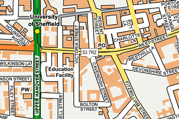 S3 7RZ map - OS OpenMap – Local (Ordnance Survey)