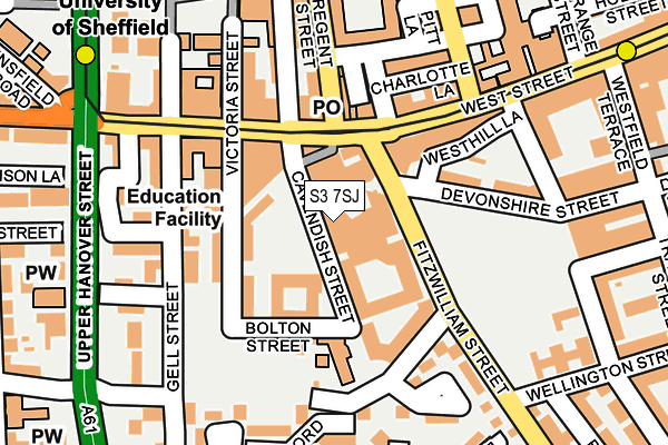 S3 7SJ map - OS OpenMap – Local (Ordnance Survey)