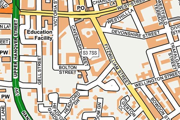 S3 7SS map - OS OpenMap – Local (Ordnance Survey)