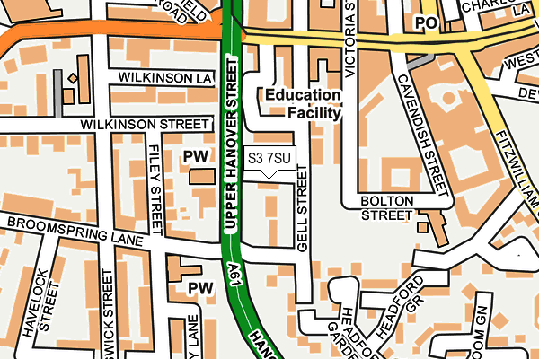 S3 7SU map - OS OpenMap – Local (Ordnance Survey)