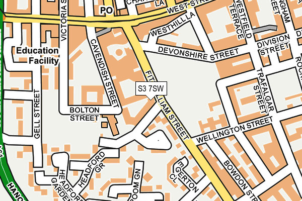 S3 7SW map - OS OpenMap – Local (Ordnance Survey)